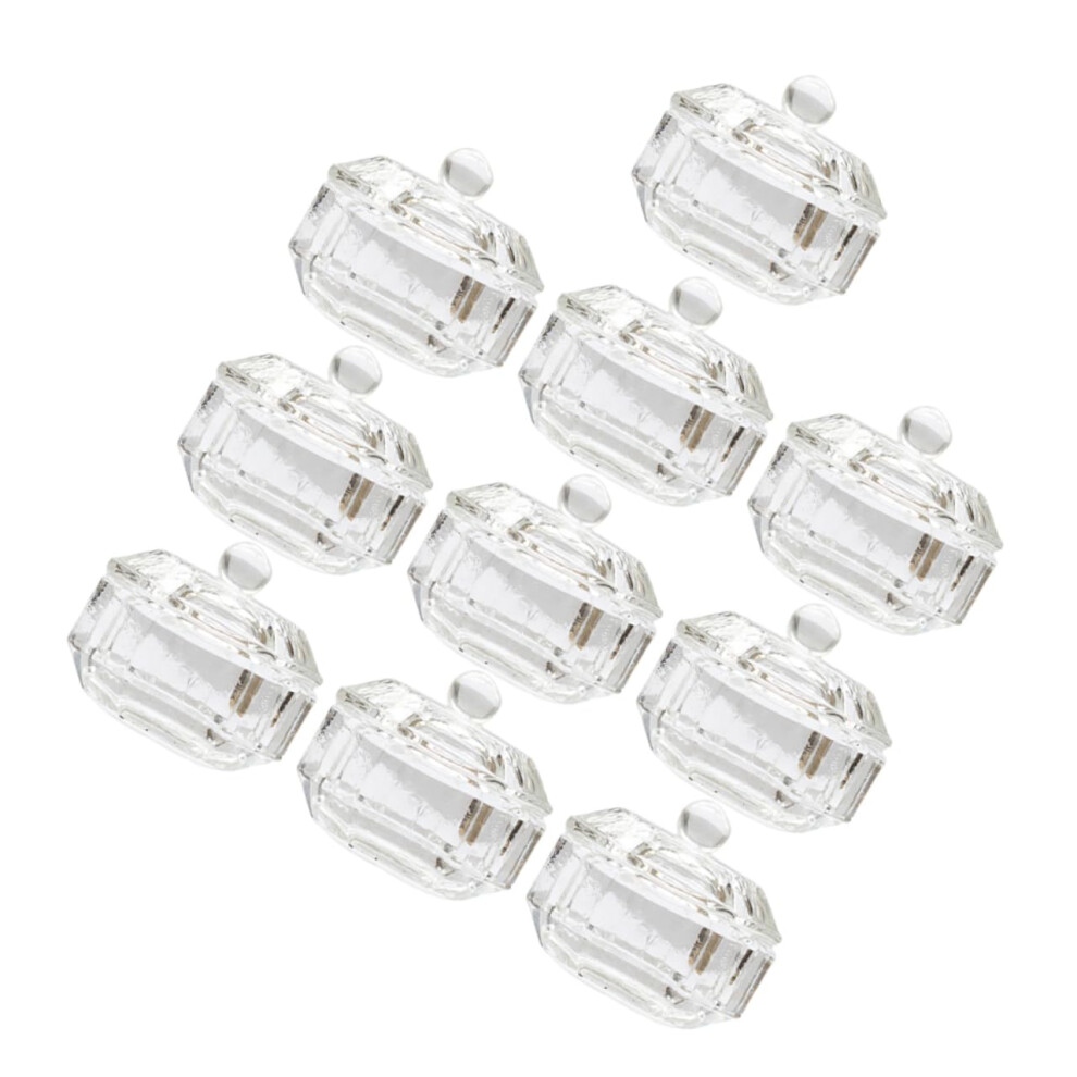 10Pcs Crystal Nail Brush Cleaning Cups with Lids, Durable Manicure Wash Cups for Salon Use