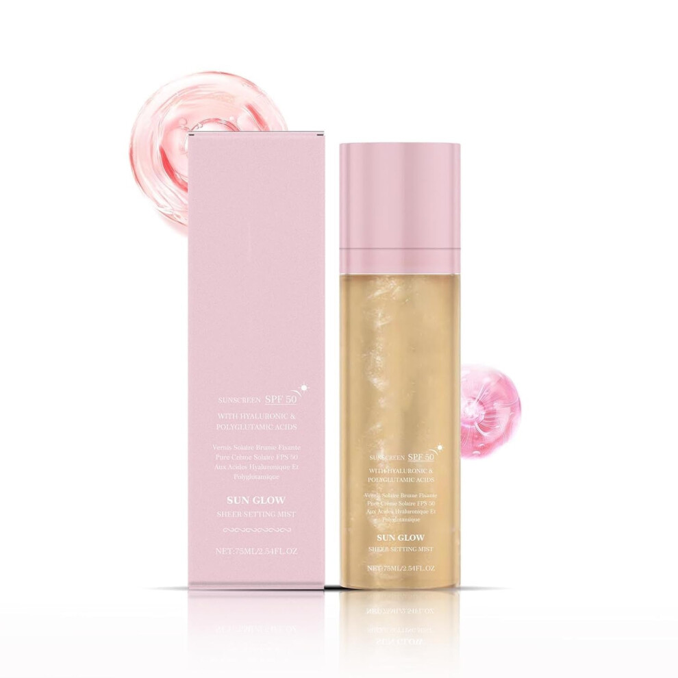 SPF 50 Setting Spray for Makeup, Lightweight Oil Control Sunscreen Mist, QuickDrying 75ml