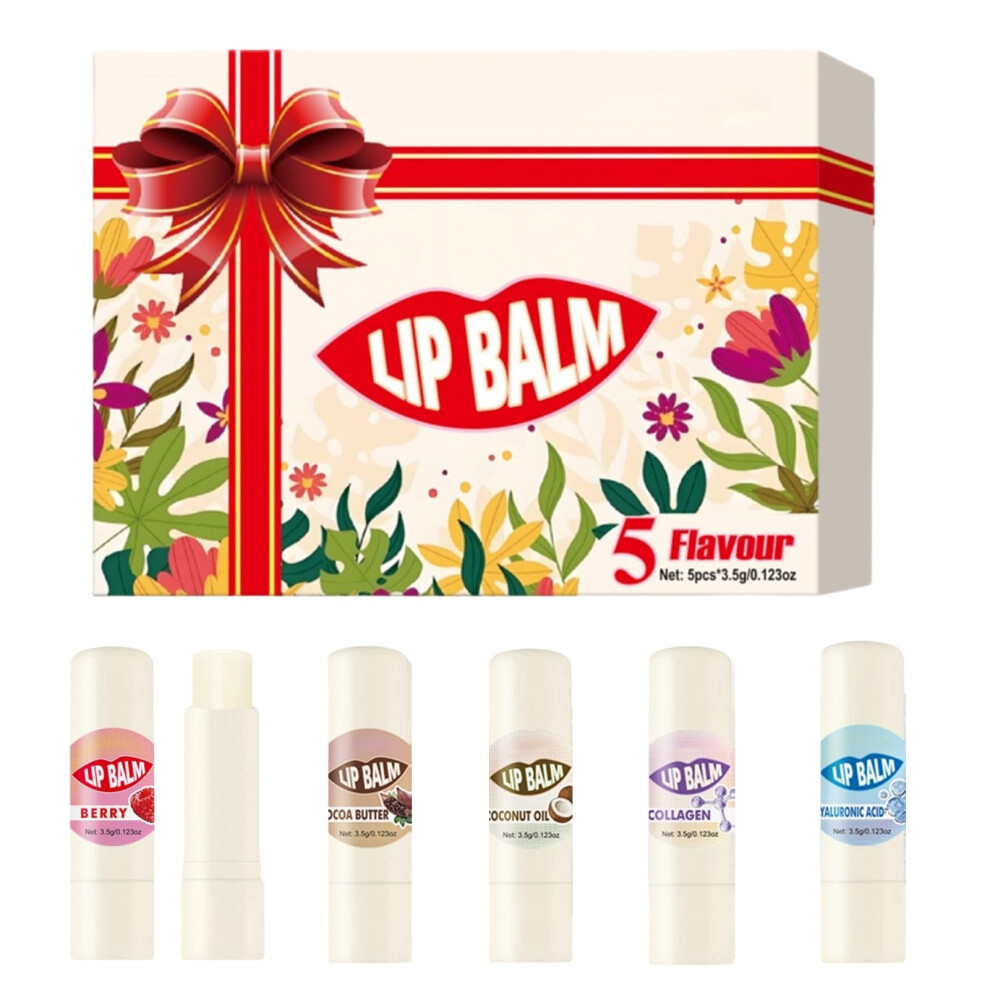 Hydrating Lip Balm Set for Dry Lips 5 Pack, Deep Hydration Formula with Natural Plumping Effect