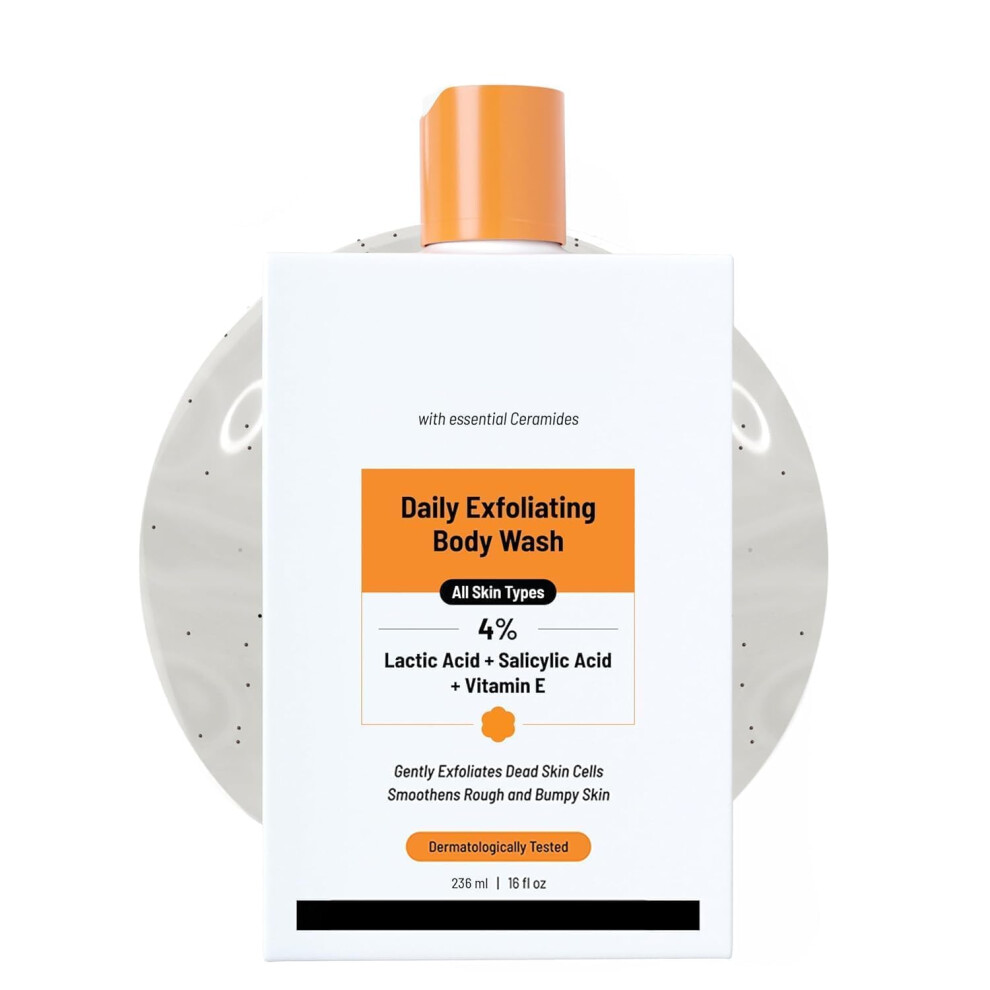 Exfoliating Body Wash 4% Salicylic Acid for Acne and Bumpy Skin, Deep Cleansing Vegan Formula 236ml