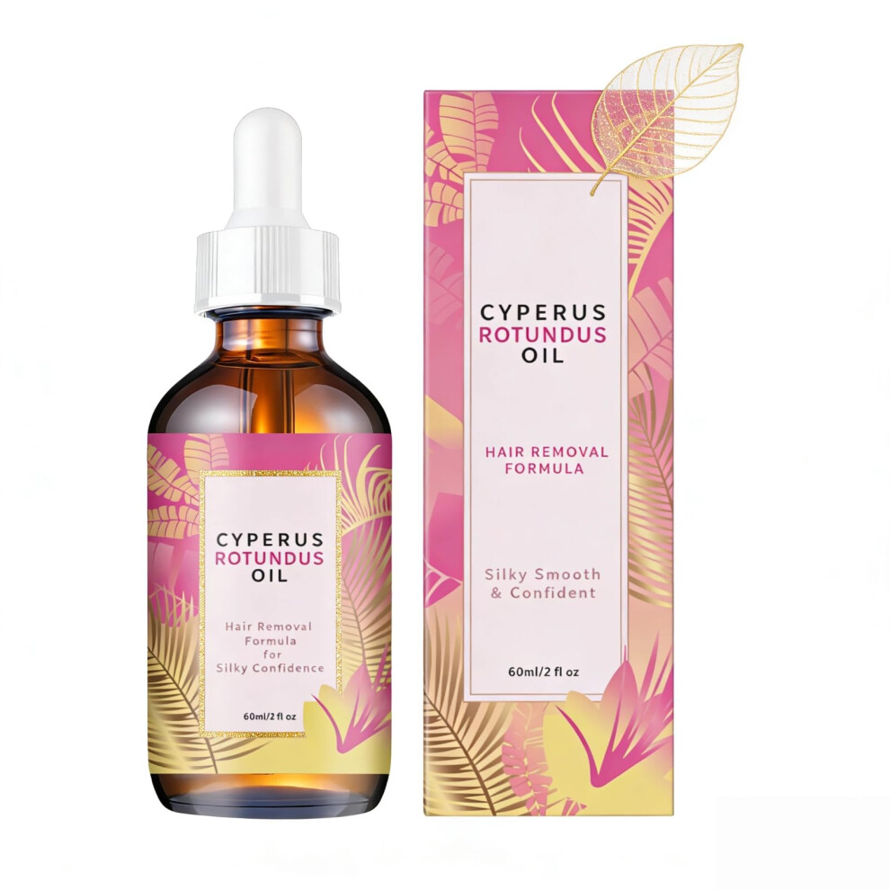 Natural Hair Growth Inhibitor Oil 60ml with Cyperus Rotundus for Body Hair Reduction, Hydrating PlantBased Formula