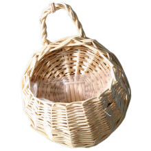 Rattan Hanging Planter with Removable Liner, Handwoven Wall Hanging Basket for Indoor Plants Decor