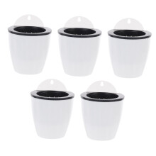 5pcs Self Watering Wall Planter with Breathable Drainage Vertical Hanging Flower Pots for Home Decor White
