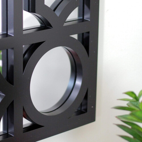 Black Geometric Framed Rectangular Wall Mirror 29.5 x 23.5 2