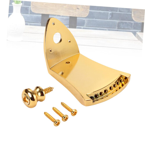 Gold Plated 8 String Mandolin Tailpiece with Screws, Triangle Design Replacement for Arched Mandolin 2