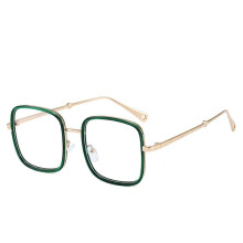 Oversized Square Reading Glasses for Women +3.50 Green Frame, Blue Light Blocking Fashion Readers with AntiGlare and Spring Hinge