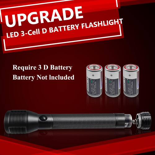 Heavy Duty LED Flashlight 3D Battery Powered Torch with Adjustable Beam and 3 Light Modes 2