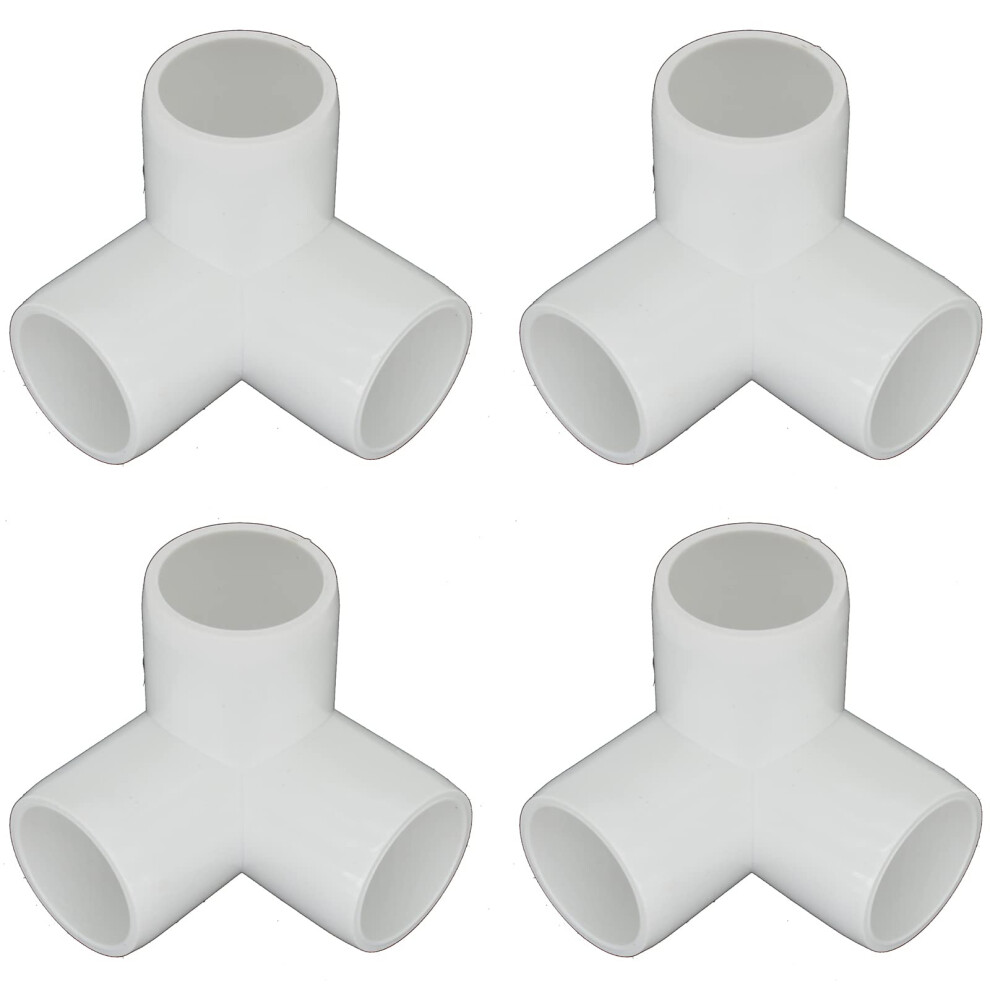 1/2 Inch 3 Way Pvc Pipe Fittings Furniture Grade Elbow Connector For Diy Garden Shelf 4Pcs 9045646711324