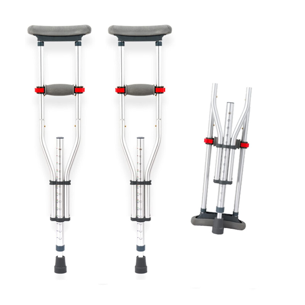 Adjustable Folding Aluminum Crutches for Adults, Lightweight Underarm Medical Crutches with Ergonomic Pads, Fit Height 4'5''6'5'' (1 Pair)