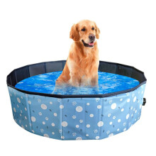 Foldable Pet Pool 160 x 30 cm Blue Dog Paddling Pool for Garden Patio Outdoor Bath Waterproof