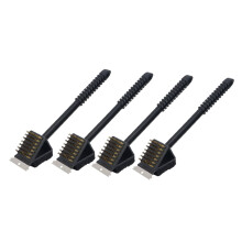 4 Piece BBQ Grill Brush Set with Heavy Duty Scraper for Efficient BBQ Cleaning on Gas Grills