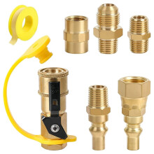 7Pcs RV Propane Quick Connect Fittings Adapter Kit 3/8 to 1/4 Brass for Grill Camping and Outdoor Use