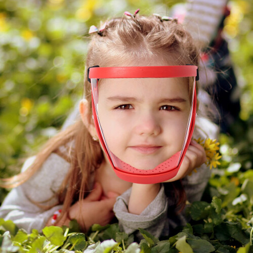 Face Shield Kid Red Full Face Mask with Clear Protective Shield and Adjustable Head Strap 1