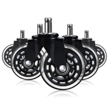 Office Chair Wheels for Hardwood Floors, Silent PU Caster Replacement Set of 5, Heavy Duty Smooth Rollers