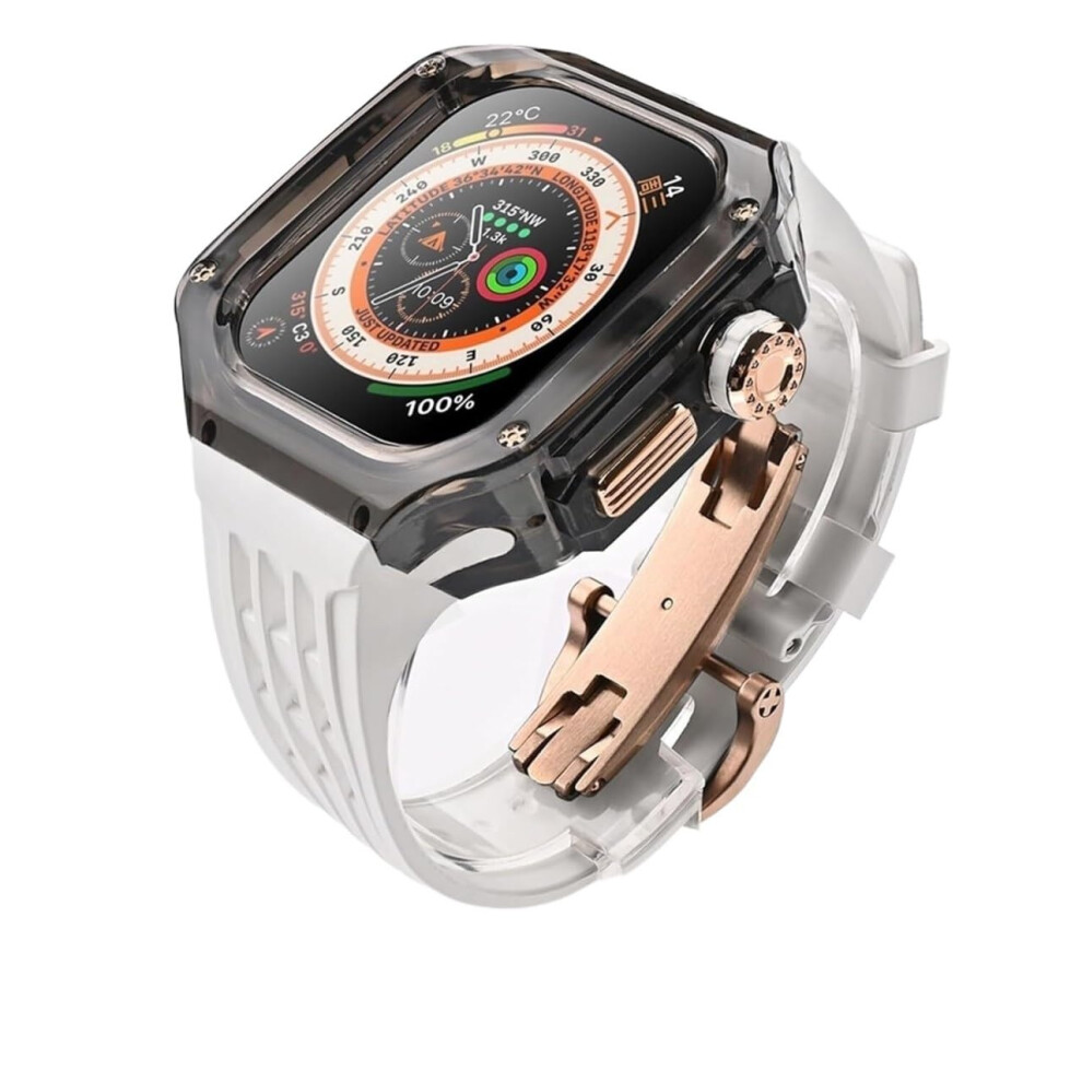 Fluororubber Band For Apple Watch And Transparent Case 44Mm Kit For Iwatch Series 8 7 6 5 4 Se 9310869717560