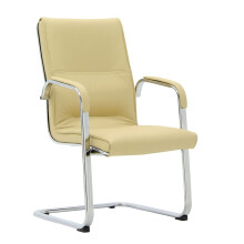 Ergonomic Office Chair Beige with Back Support, Adjustable Leather Desk Chair for Home Office