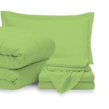 Egyptian Cotton Comforter Set California King 7 Piece Sage Bedding with 24' Deep Pocket Sheets