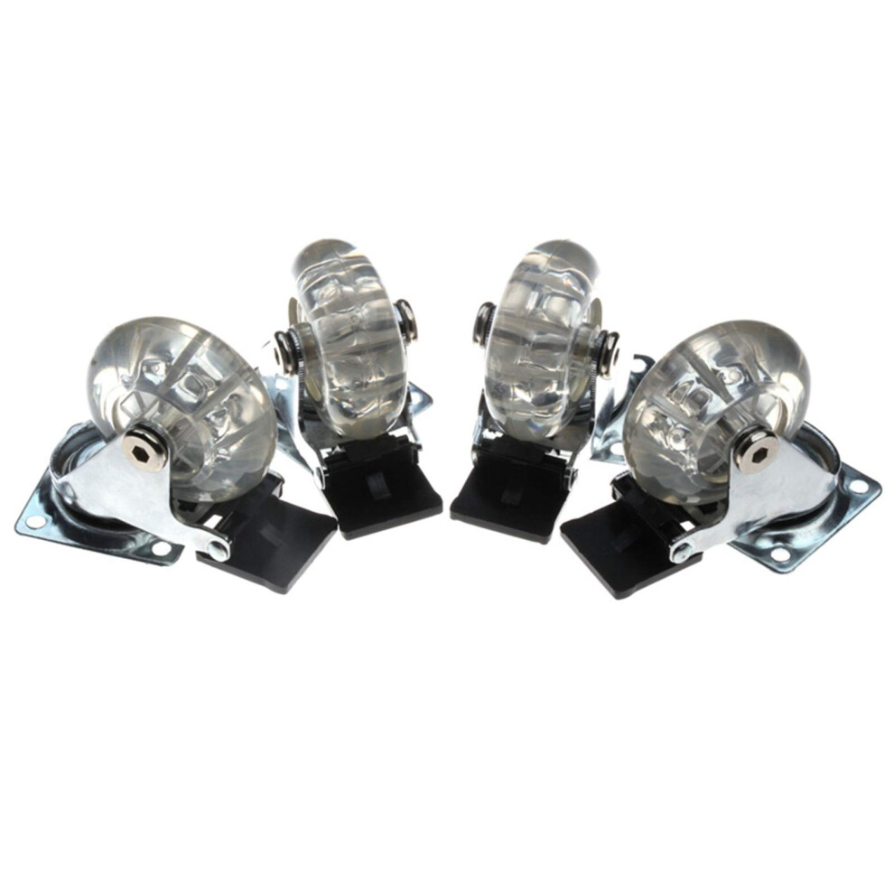 2 Inch Transparent Caster Wheels With Brake, Quiet Rolling Pu Office Chair Casters For Furniture 9045646711607
