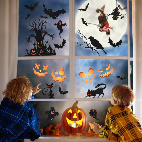 Διακόσμηση παραθύρου για το Halloween, αφαιρούμενη και επαναχρησιμοποιήσιμη για λεία 1