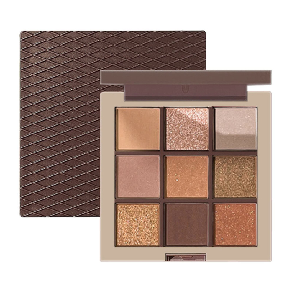 Orange,Brown 9 Color Eyeshadow Palette Orange Brown Shades Matte And Pearlescent Finish Long Lasting Blendable
