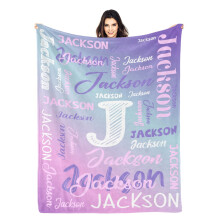 Flannel Blanket with Custom Name Design, Plush Fleece Throw Gift for Birthday and Christmas