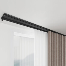 Double Ceiling Curtain Track 1.5m Black Heavy Duty Dual Layer Rail for Living Room Bedroom Divider