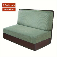 (Green, 2PC (1Backrests 1Benches)) 2pcs/Set Elastic Corn Fabric RV Sofa Cushion Cover, Comfortable Sofa Slipcover, Easy to Install, Machine