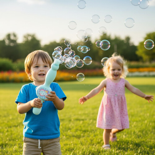Fog Bubble Machine with ColorChanging LED Lights, Rechargeable Automatic Bubble Fog Maker for Parties 2