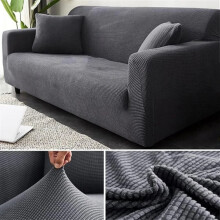 (Grey, Fits 1 Seater Sofa Length 90-140cm) 1pc Stylish High Stretch Sofa Covers 1 2 3 4 Eater & Sectional Sofas Super Soft