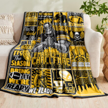 Football Throw Blanket 80x60 Super Soft Flannel with Football Theme Design, Gold Gift for Fans