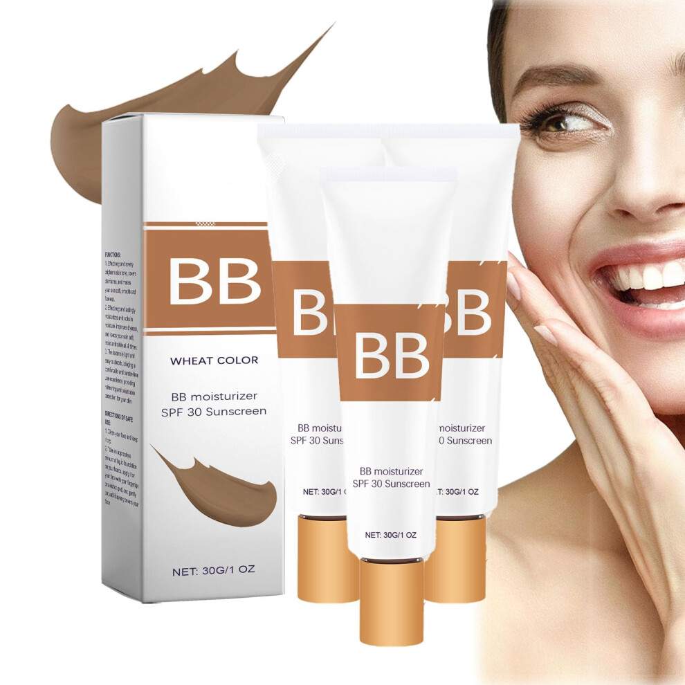 Tinted Moisturizer SPF 30 Wheat 3pcs, Oil  Hydrating BB Cream with Broad Spectrum Protection and Matte Finish