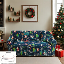 (Big Snowflake, 3 Seater) 1pc Printed Sofa Cover with 1 Pillowcase Christmas Series Featuring Reindeer,