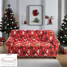 (Christmas House, 3 Seater) 1pc Printed Sofa Cover with 1 Pillowcase Christmas Series Featuring Reindeer,
