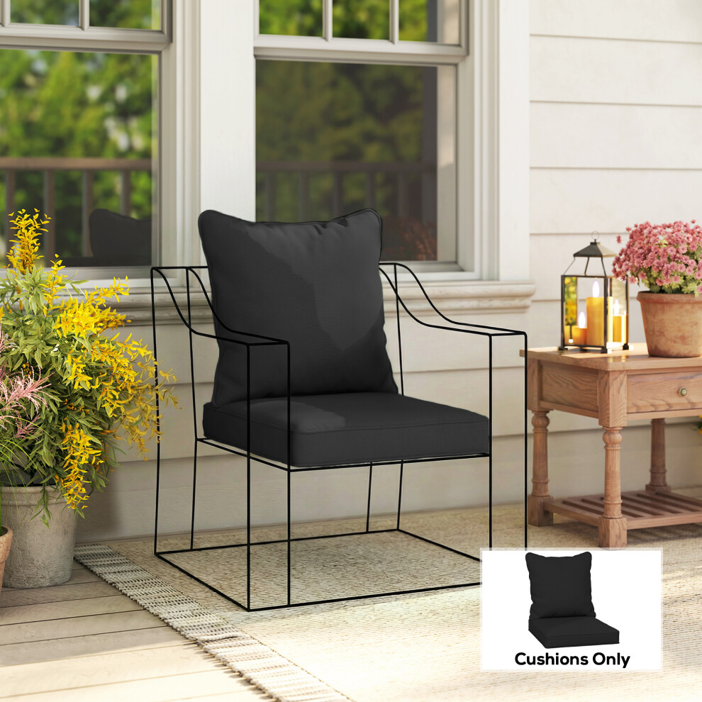 Outsunny Cushion Set With Seat & Back Pad, Cushion Only, Black