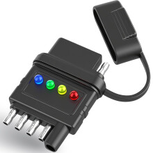 5 Pin Trailer Light Tester with Bright LED Indicators, 5Way Flat Wiring Fault Detection Tool for Turn Signal and Tail Lights
