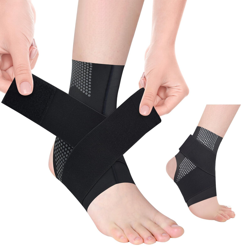 Ankle Brace for Plantar Fasciitis and Achilles Tendonitis, Adjustable Compression Support for Running, Basketball, Volleyball