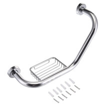 Gold 135 Angled Grab Bar for Bathroom Safety, NonSlip Brass Handrail, Wall Mounted Bathtub Support Handle