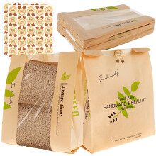 50Pcs Kraft Paper Bread Bags with Window and Stickers, Large Oil Resistant Bakery Bags for Homemade Bread