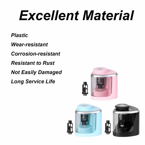Electric Pencil Sharpener Blue with Fast 4Second Sharpening Rustproof Blades Transparent Box for School and Office 2