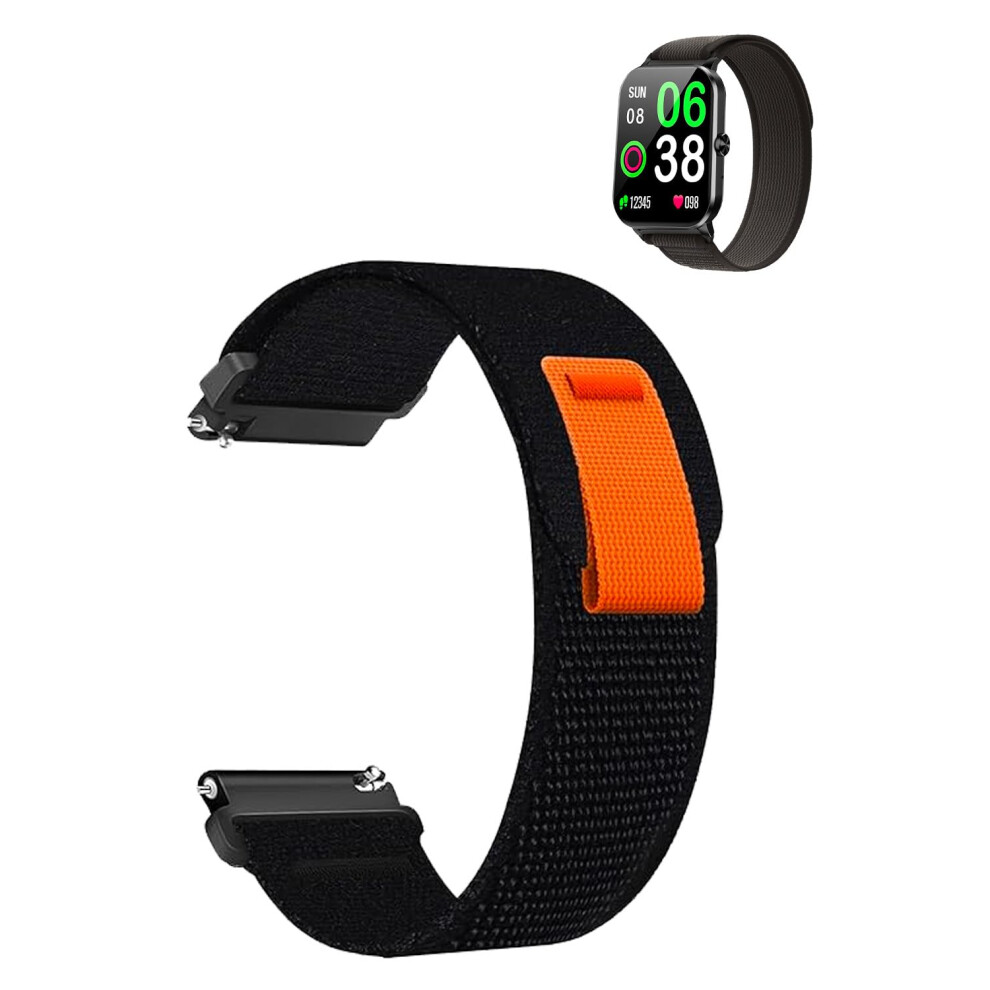 Nylon Sport Watch Band For Qonbink L70 Smartwatch, Fastdrying Sweatwicking Adjustable Strap Black 9310869718550