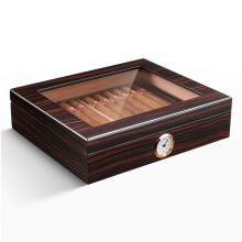 Cedar Wood Cigar Humidor Box with Hygrometer and Humidifier, Travel Case 35 Cigars Tight Seal Design
