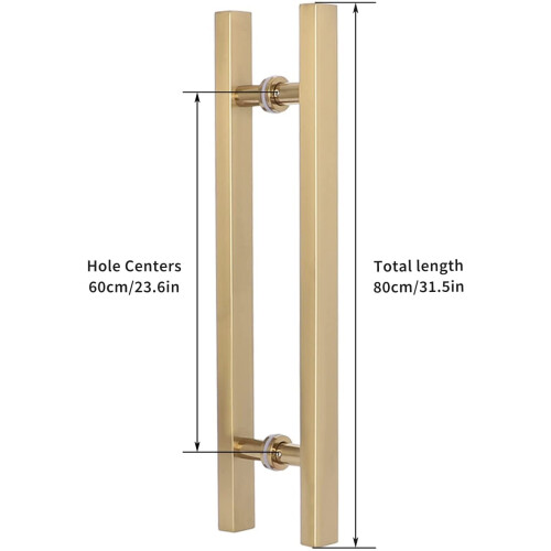 Gold Stainless Steel Barn Door Handle Set 50‑120cm, Extra Long Double‑Sided Pull with Rustproof Grip 2