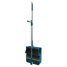 Broom and Dustpan Set with Builtin Comb, Adjustable Long Handle, 180 Rotation for Home Cleaning
