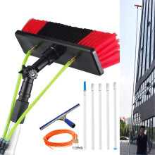 Water Fed Pole Window Cleaning Kit 1039ft Telescopic Aluminum Pole with 30cm Soft Brush and Squeegee for Solar Panel and Roof Cleaning
