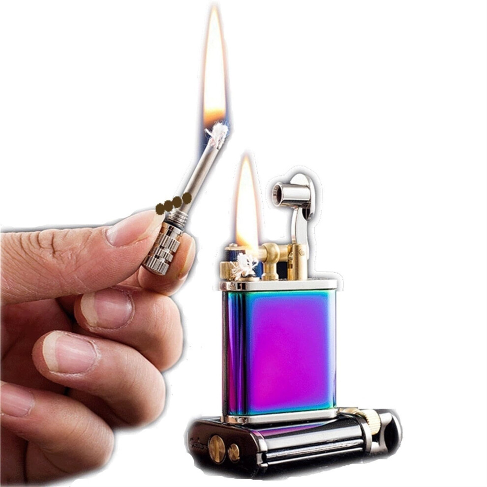 2 in 1 Vintage Kerosene Lighter Permanent Match Trench Lighter, Refillable Antique Gift for Smokers