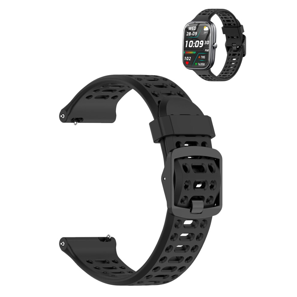 Smartwatch Band For Trausi Tg08 1.83 Inch, Breathable Silicone Strap With Quick Release And Adjustable Fit, Black 9330225710486
