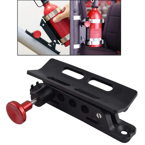 Fire Extinguisher Roll Bar Mount, Adjustable Aluminum Holder for UTV Offroad Vehicles, Quick Access Design