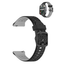 Smartwatch Band for TRAUSI TG08 1.83 Inch, Soft Breathable Silicone Watch Strap with QuickRelease and Adjustable Fit, Black Grey
