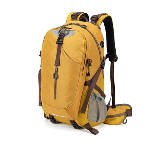 40L Hiking Backpack Waterproof Oxford Fabric with Ergonomic Back Support and Ventilated Mesh Panel Yellow