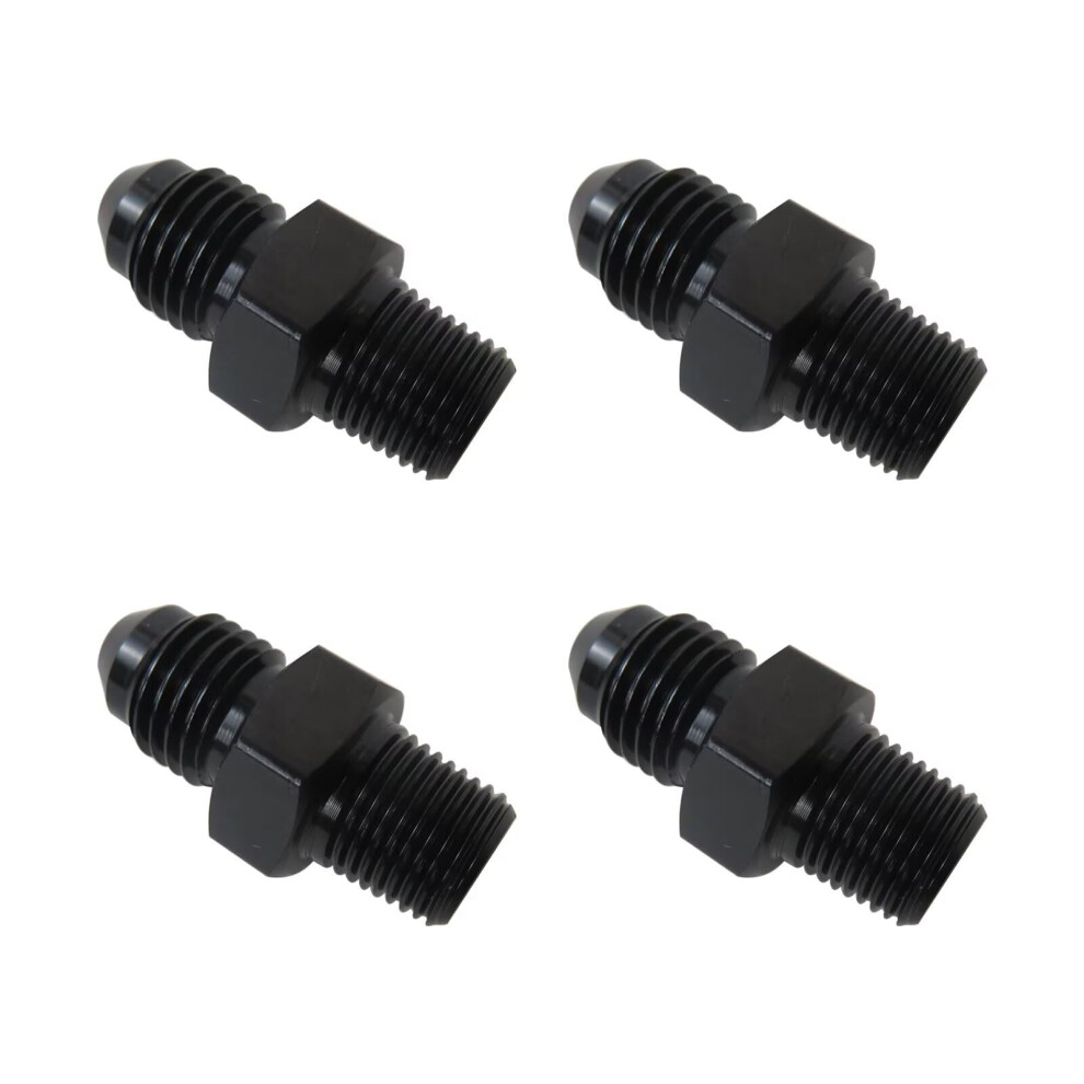 4Pcs 4An To 1/8 Npt Aluminum Adapter Fitting, Black Anodized, LeakâResistant Cnc Precision, CorrosionâResistant 9330225669791